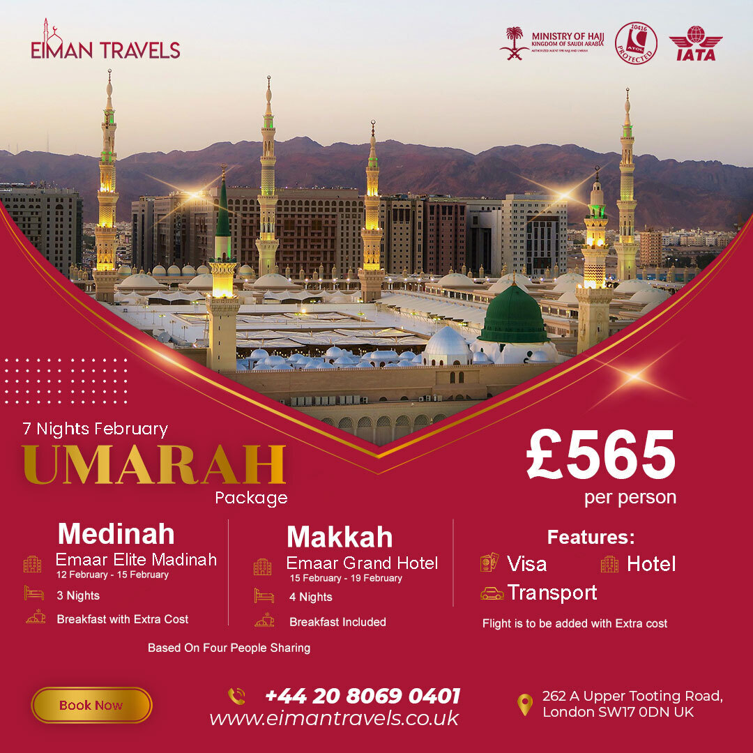 Book the February umrah package with 7 nights